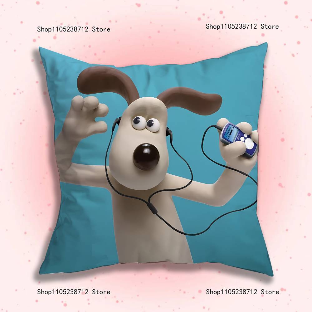 ANIME W-WallaceS G-Gromit Pillow Case Plush Fabric Soft Pillowcase Double Sided Print Sofa Cushion Cover Throw