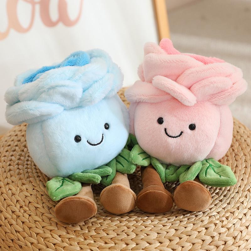 22cm Cartoon With Legs Rose Flower Plush Doll Pink Blue White Rose Plant Potted Plush Toy Home Decoration Gift For Children