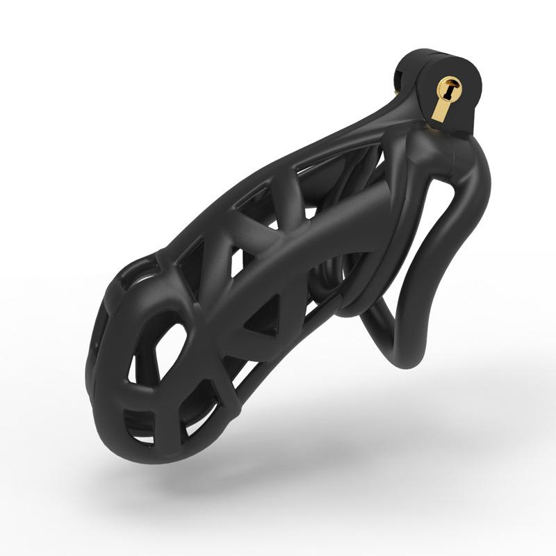 1pc Male Penis Cage Lock Chastity Cage With Lock & 4 Rings Resin Virginity For Men Breathable Cock Ring