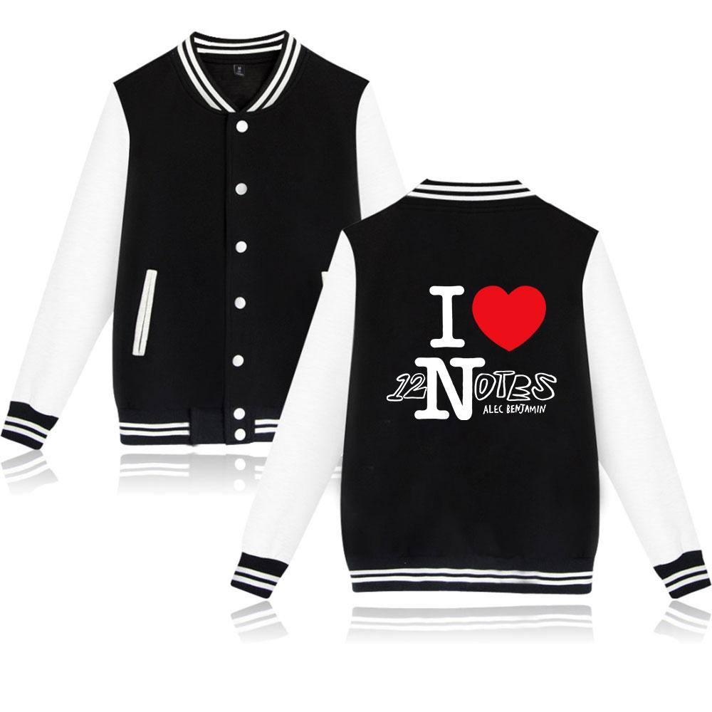 

Новая унисекс мода для фанатов Алека Бенджамина Толстовка бейсбольная с принтом букв Женская Мужская Куртки для спорта на открытом воздухе XS чёрный