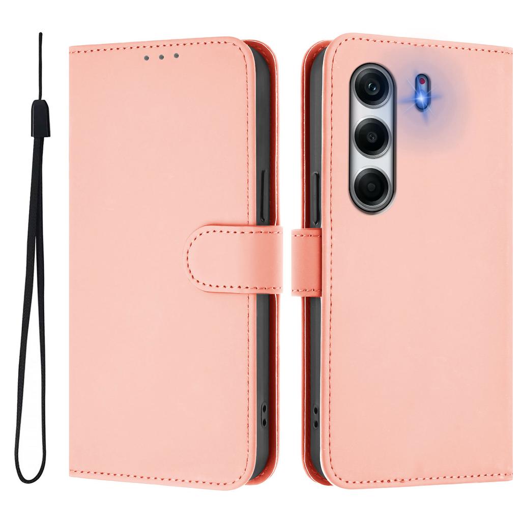For TECNO Camon 40 Pro 4G Case Solid Color Wallet Leather Phone Cover with Strap
