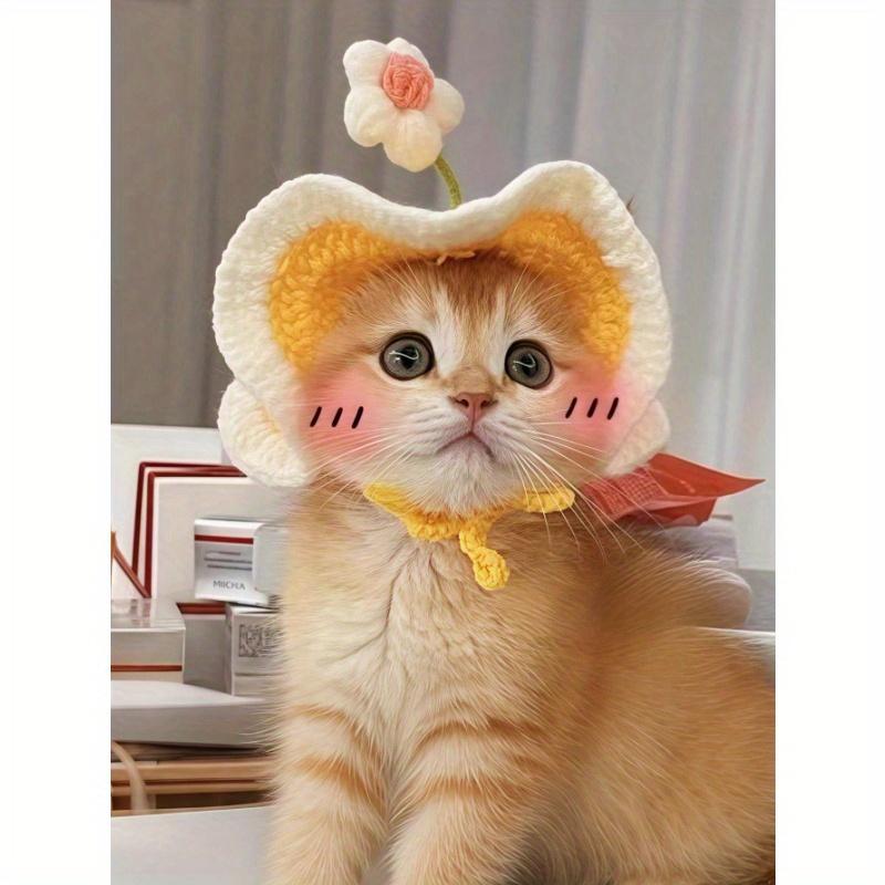 

1 шт. Вязаная крючком шляпа от солнца ручной работы для питомцев, подходит для собак и кошек весом до 8 кг S