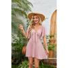 Women's Popular V-neck Bow Tie Tied Short Sleeved Mini Dress