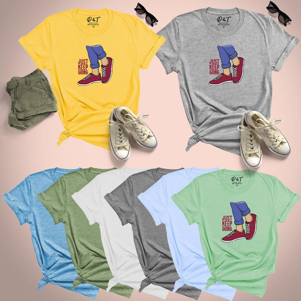 

Just Keep Going Womens T Shirt Slogan UK Plus Ladies Size 8-24 Blouse Tee Top L