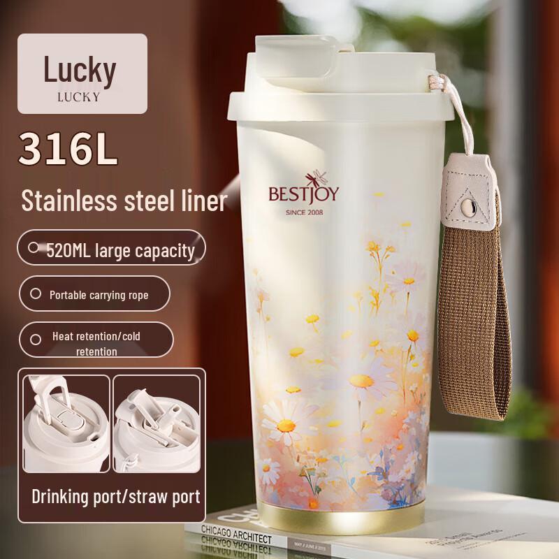 Fuguang Shixi 316 Stainless Steel Dual-Drink Thermal Coffee Cup 520ml