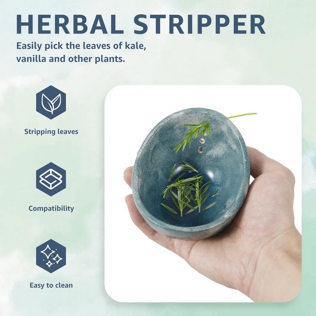 1/2Pcs Herb Stripper Bowl Ergonomic Herb Leaf Peeling Bowl Resin Multi Holes Leaf Stripping Tool Dishwasher Safe for Kitchen