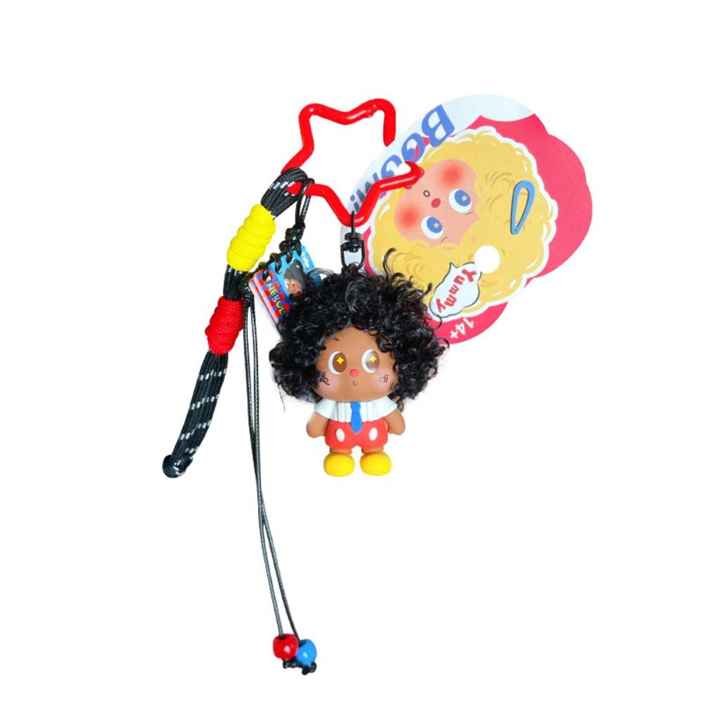 Creative Fluffy Afro Star Keychain Cute Couple Bag Charm Keyring Kawaii Backpack Korean Fashion Trendy Girl Gift