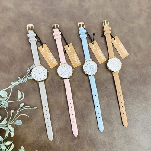 Fieldwork Women's Analog Watch with Snoopy Design, Leather Strap, Watercolor Illustration, Blue (PNT033-3)