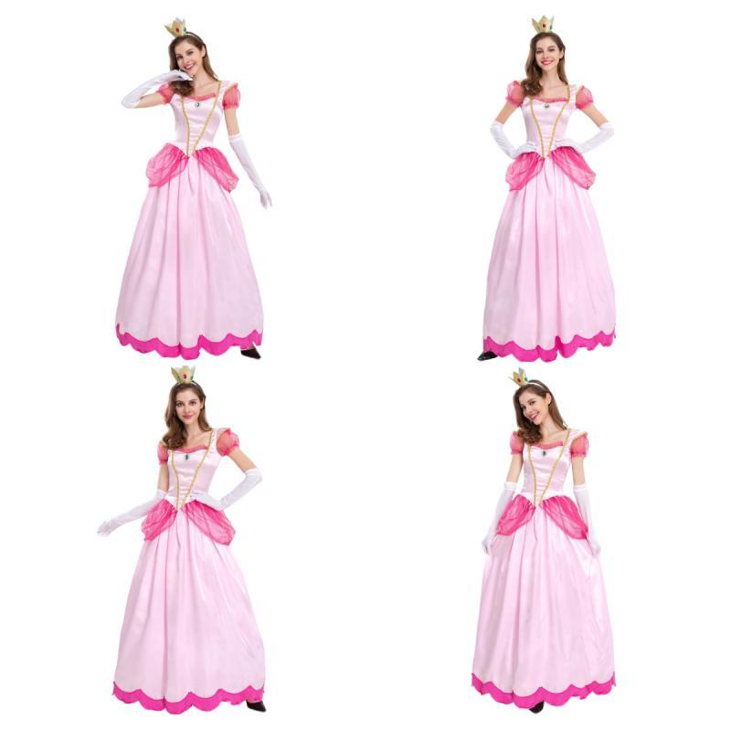 Mario Prinzessin Kostümkleid mit Lycra-Stoff für Halloween-Bühnenauftritte