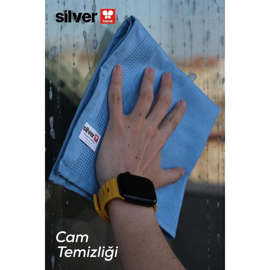 Silver Home 3-piece Microfiber Decorative Glass Cloth Gray - Pink - Blue 40x40 Cm