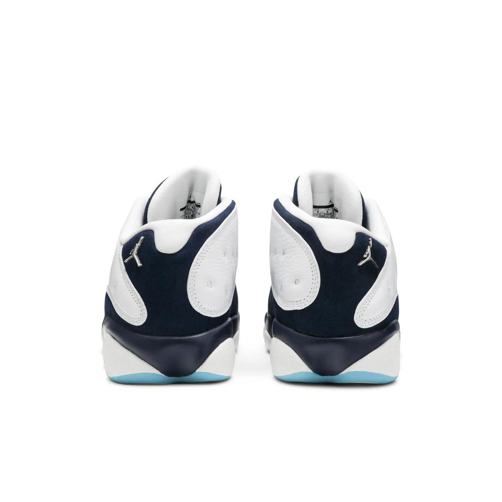 Air Jordan 13 Low 'Hornets' (Unisex) White / Metallic Silver / Midnight Navy / Turquoise Blue Vintage Basketball Shoes 310810 107