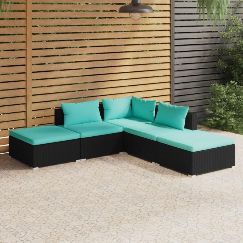 Day and Night - Day and Night 5-piece Garden Furniture Set and Black Synthetic Rattan Cushions