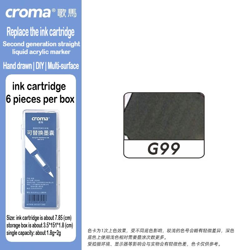 Croma 160/24 Color Replaceable Ink Refill Liquid Soft Tip Acrylic Marker Non Toxic Waterproof School Office Supplies Stationery