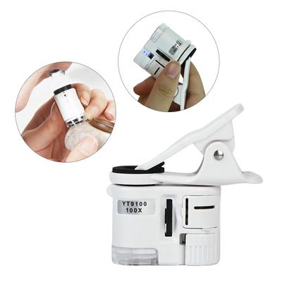 Lente d'ingrandimento per microscopio portatile per telefono cellulare con lente per microscopio portatile a LED, facile da trasportare per smartphone universali