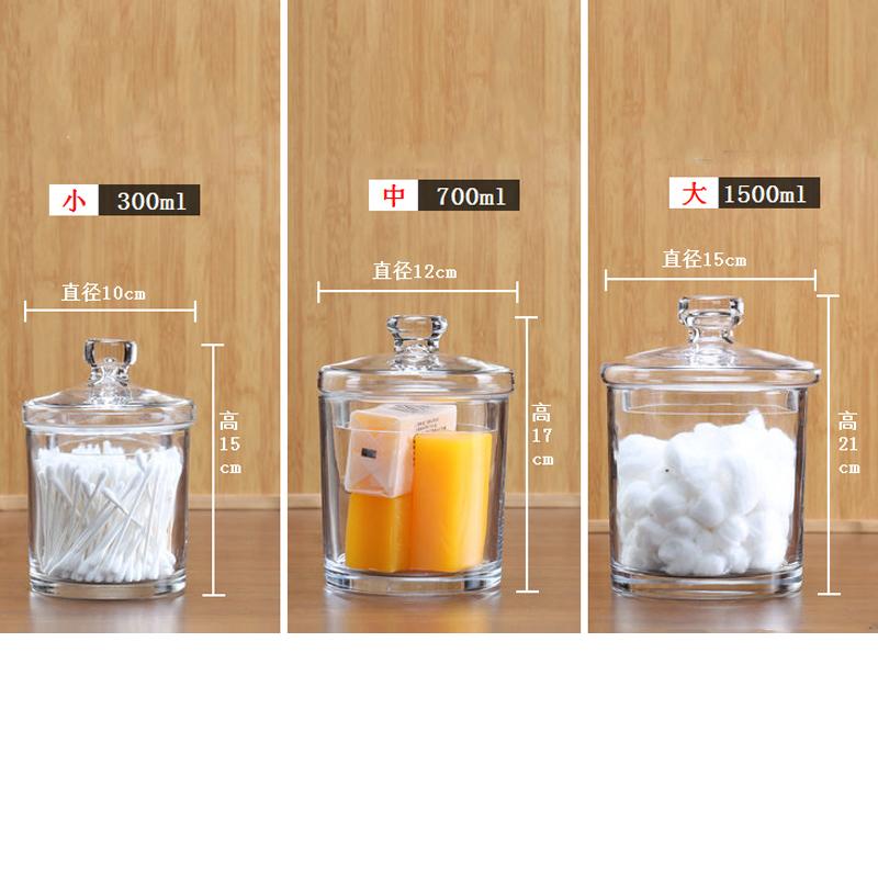 Thickened European Glass Tank Storage Tank Transparent Candy Tank Kitchen Storage Tank Sanitary Swab Storage Tank Accessories