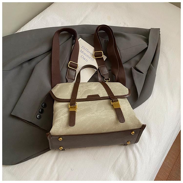 Large Capacity Bag Women's Autumn New Retro Matte Handbag Commuter Bag Single Shoulder Crossbody Double Shoulder Women's Bag