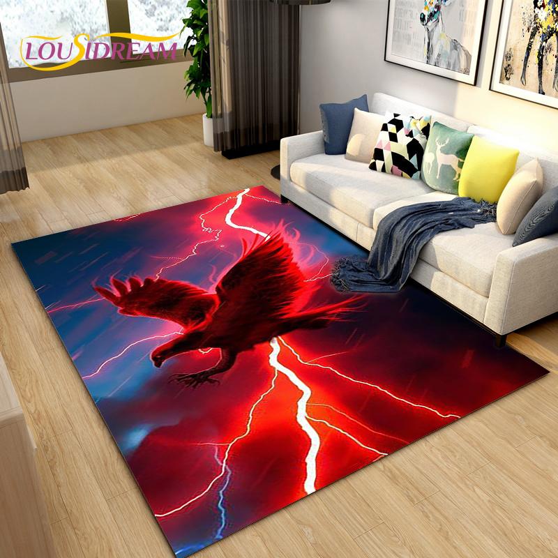 3D Phoenix Bird Area Rug Large,Carpet Rug for Living Room Bedroom Sofa Decoration,Kitchen Bathroom Non-slip Floor Mat  alfombra