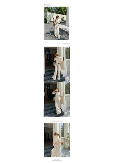 Women's 2026 Summer Linen Suit: Thin Style Vest & Wide-Leg Pants Two-Piece Set