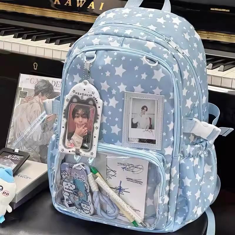 Schultasche neu hochwertig frische Bonbonfarbe süß leicht rausgehen Stern Schmerz Tasche Oberstufenschüler Rucksack mit großem Fassungsvermögen