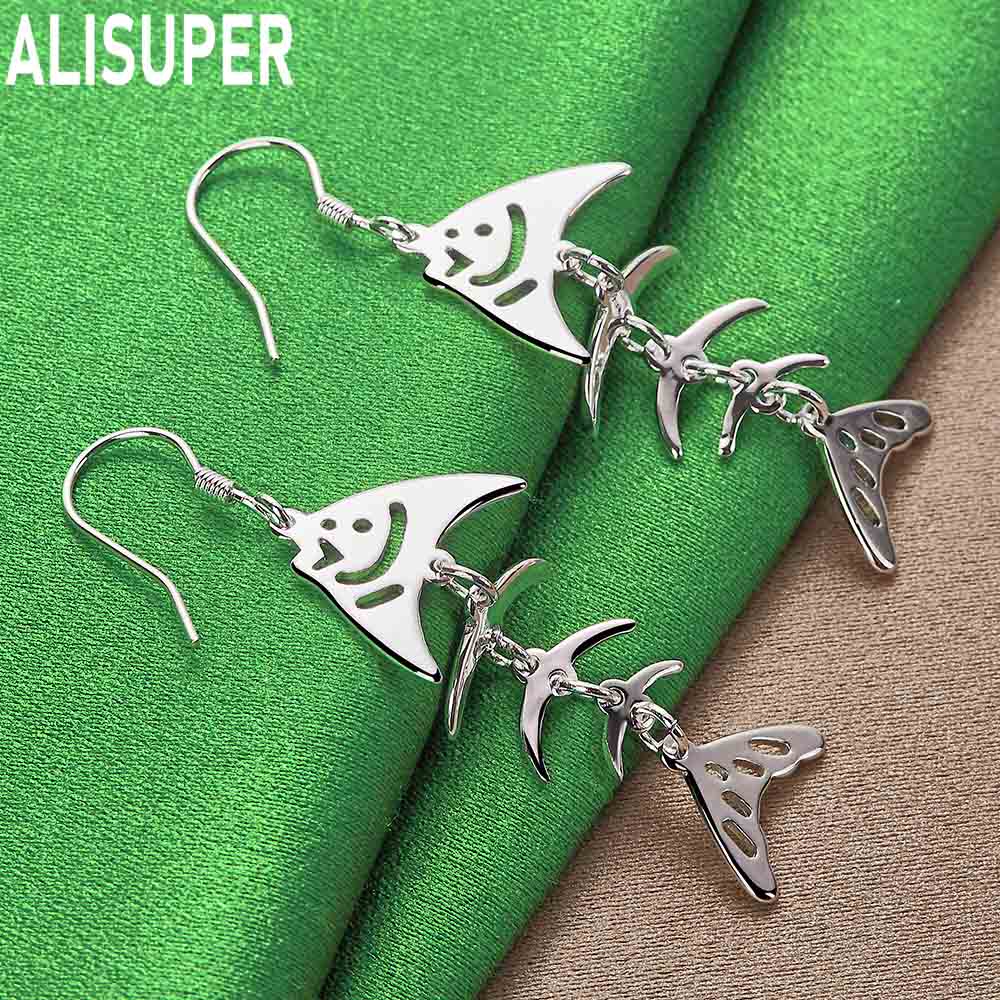 925 Sterling Silver Minimalist Long Fishbone Earrings - Stylish Evening Jewelry