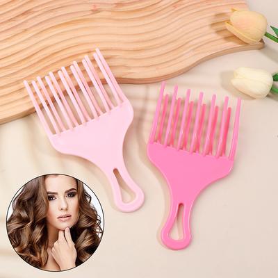 1Pc Insert Afro Hair Pick Comb Wide Comb Teeth Hair Fork Brush Man Oil Head Hair Plastic Gear Comb Curly Afro Hairdressing Tools