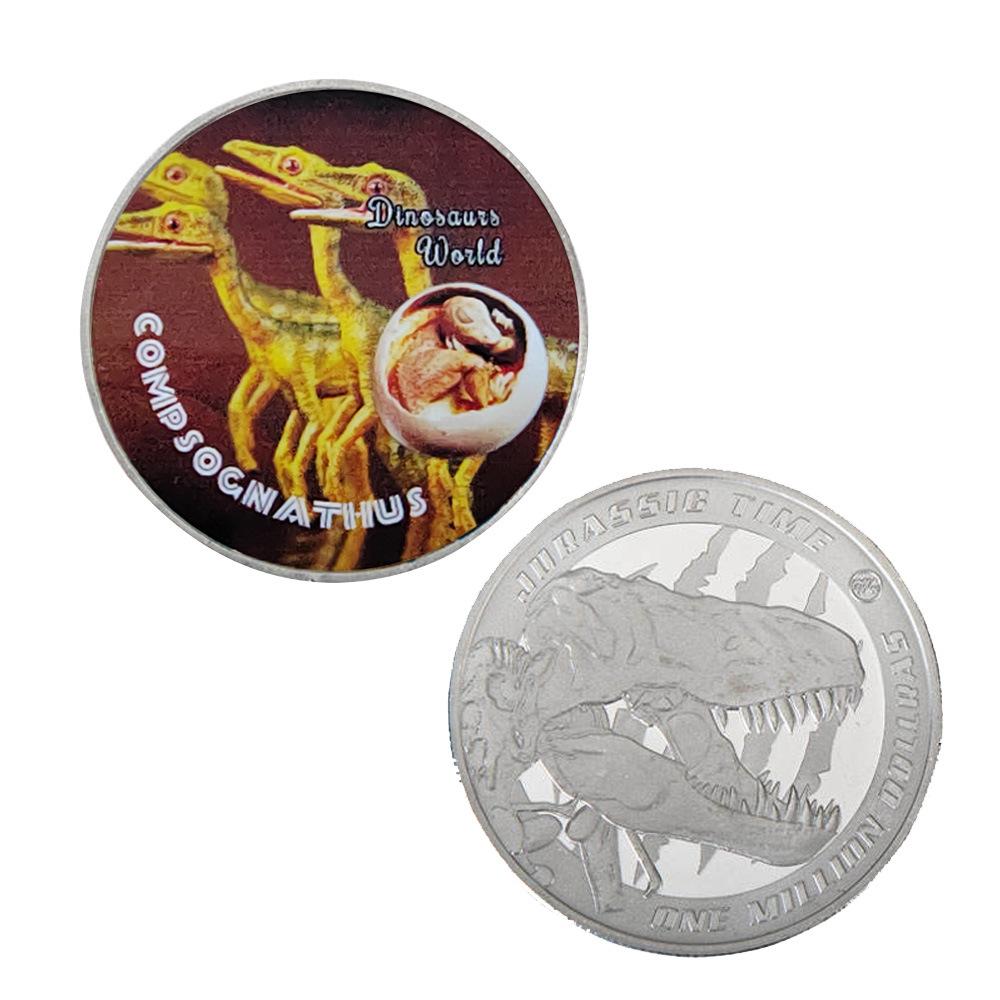 Moneda Conmemorativa Moneda de Dinosaurio Set Completo, Viene con Bolsa de Terciopelo, Insignia Metálica Colección Regalo Insignia Conmemorativa Regalo