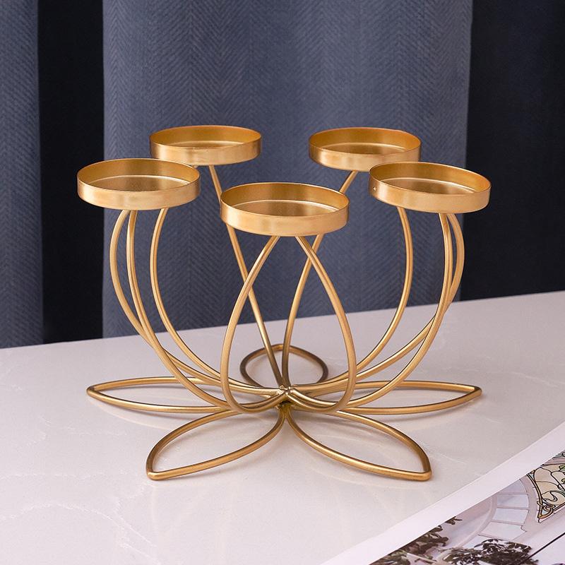 1PC Multi-head  Rust-Proof Candlelight Dinner Props Table Decoration Iron Candlestick Holder