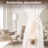 4/6 Pcs Curtain Tiebacks Fringed Wooden Ring Curtain Tieback Bohemian Style Curtains Clasp for Bedrooms Room and Home Decoration