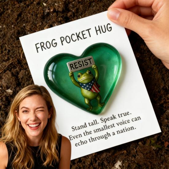 Resist Frog Pocket Hug with Positive Card Emotional Support Love Heart Frog Pocket Token Decoration Inspirational Encouragement Gift