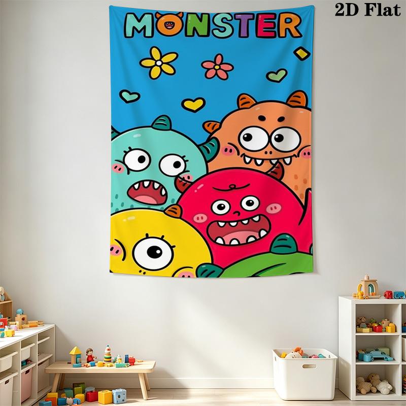 Cartoon Monsters Pattern Home Decor Tapestry, Wall Hanging, Decorative RV Wall Cloth.SGT0917550