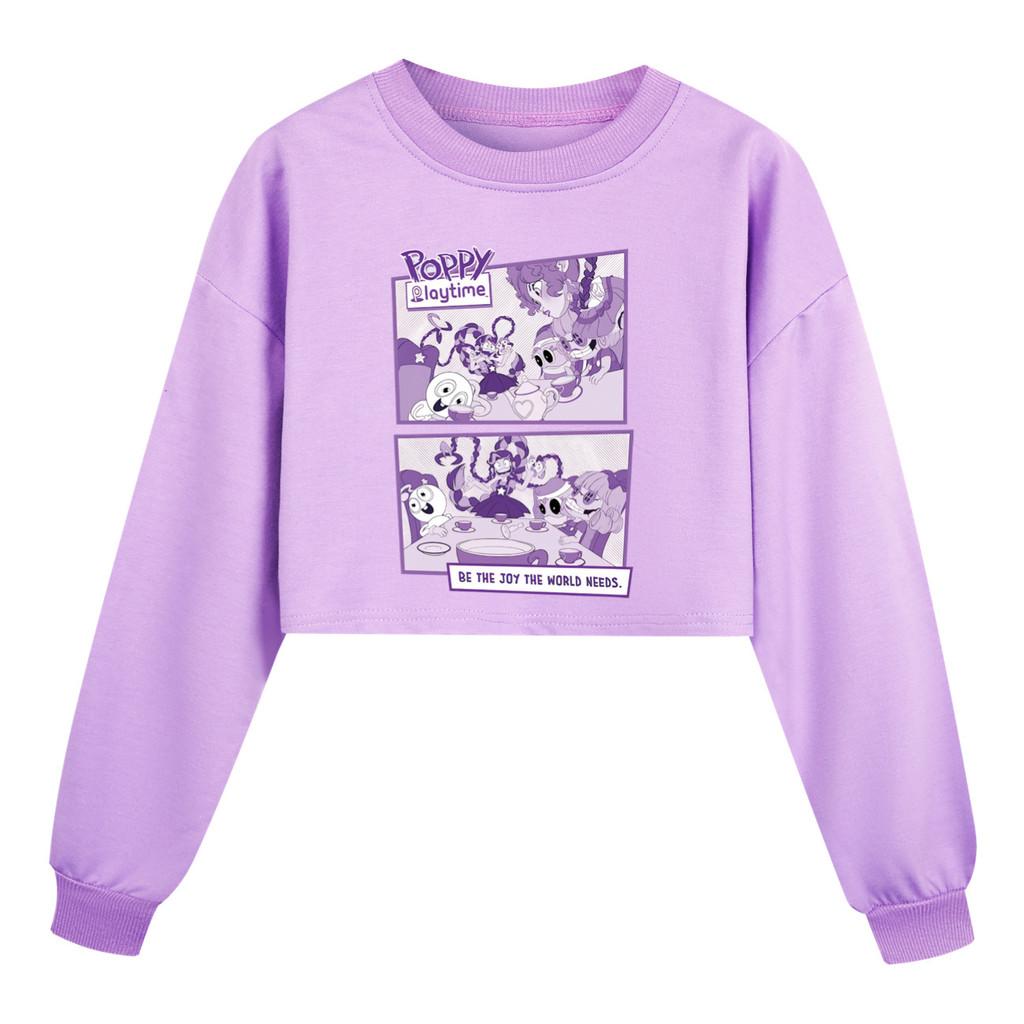 5632 Kids Girls Lily Lovebraids Printed Short Style Loose Long Sleeves Sweatshirt 110cm фиолетовый