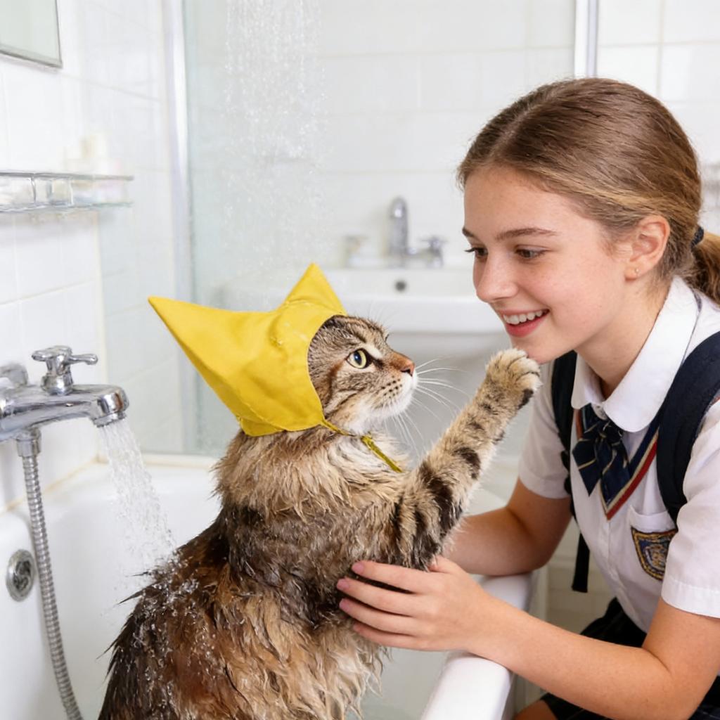 Cats Bath Hat With Ear – Adjustable & Cute Shower Cap For Bathing & Swimming