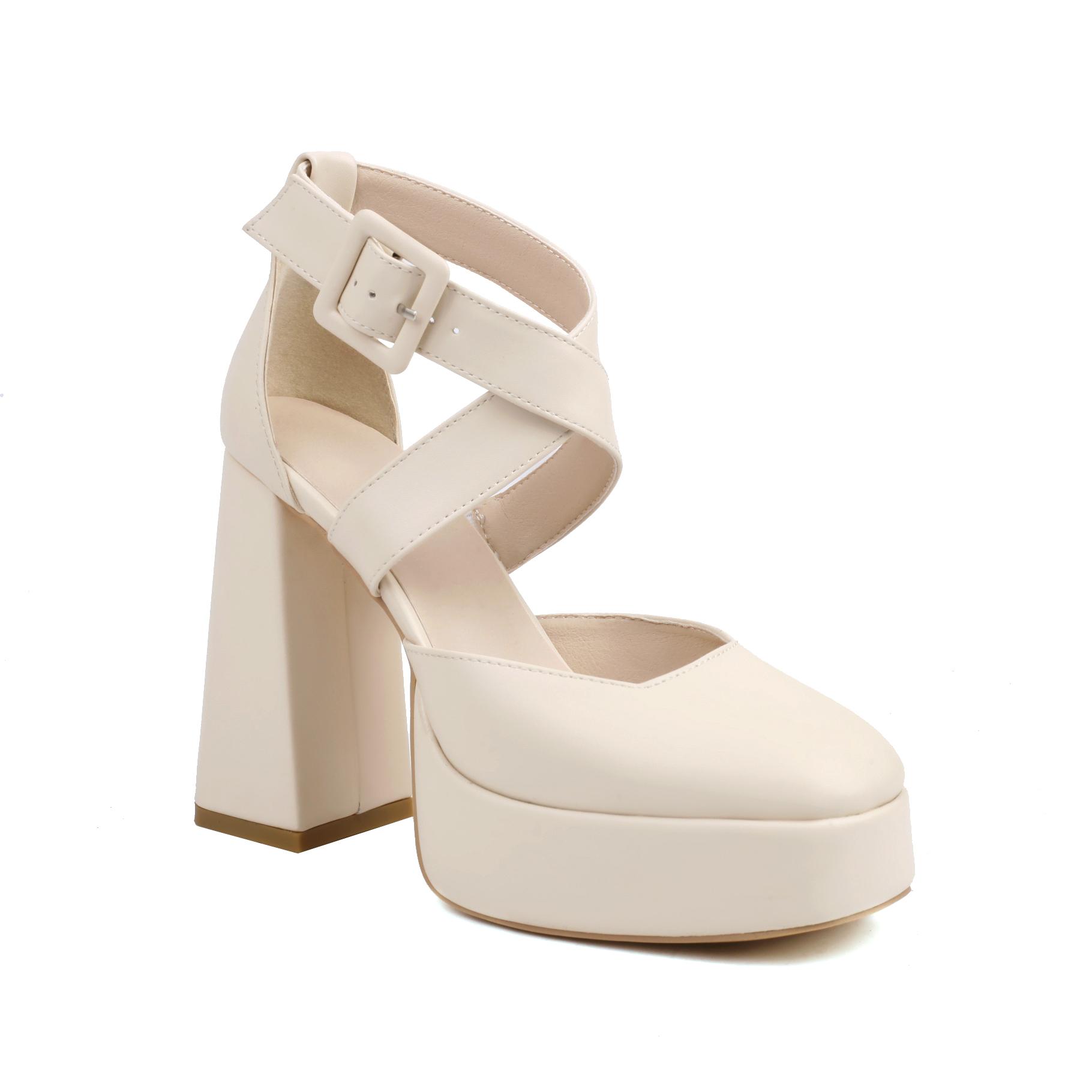 

Q/Жіночі босоніжки на високих підборах весна/літо Нові сексуальні модні водонепроникні сандалі на товстому каблуці на платформі великого розміру 43 білий