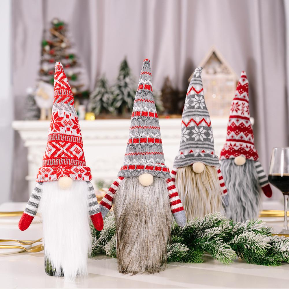 Knit Adorable Wine Bottle Cover Featuring Long Bearded Noface Design For Fun Festive
