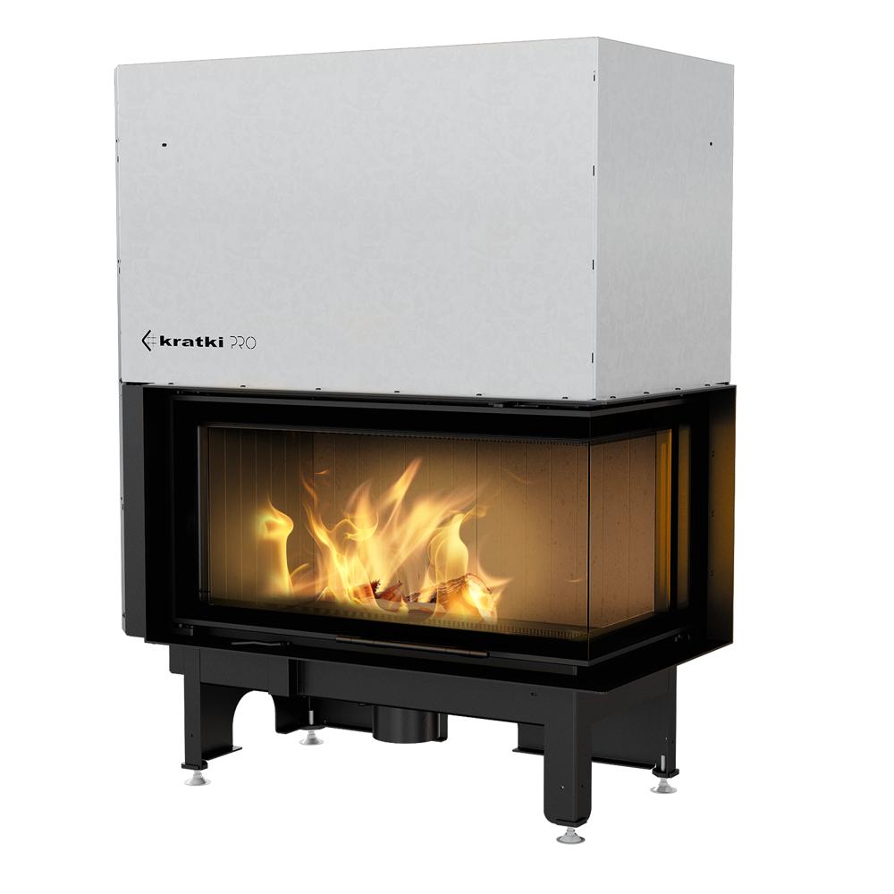 Steel Fireplace KRATKI NADIA Right 14 kW Ø 200 Lift-up Black Thermotec