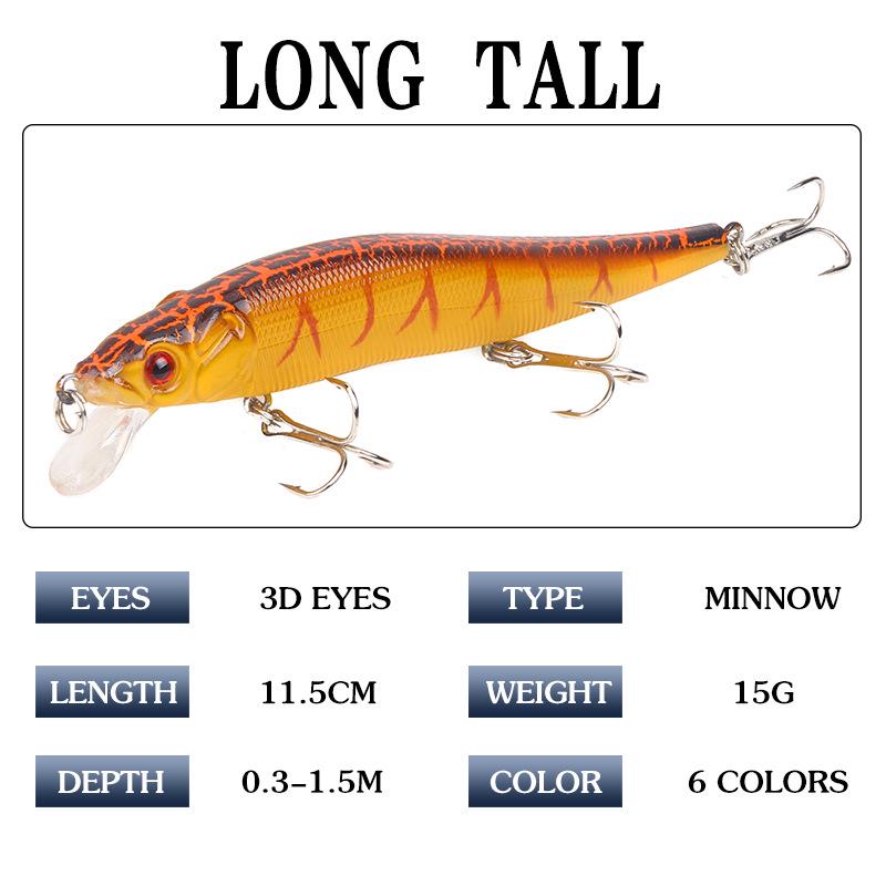 11.5cm/14g Minnow Lure: Artificial Bait for Sea & Freshwater Fishing