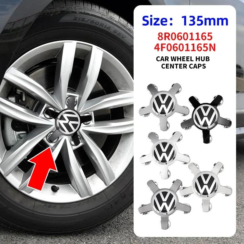 VW 4Pcs 135mm Car Hub Center Wheel Caps Emblem Badge 4F0601165N 8R0601165 Five claws logo For Volkswagen VW Auto Accessories