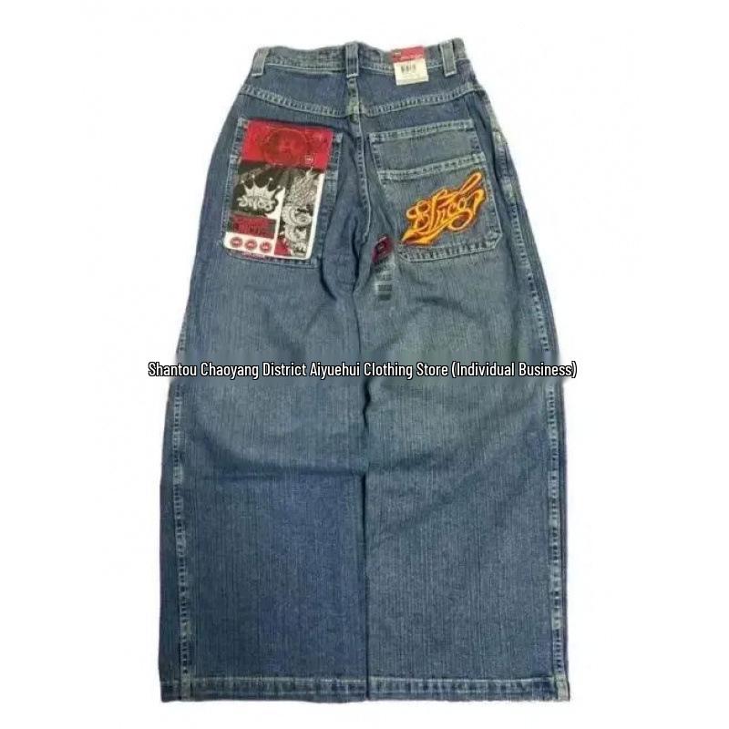 2024 Spring/Autumn Retro Y2K Embroidered Hip-Hop Men's Jeans - American Fashion Brand