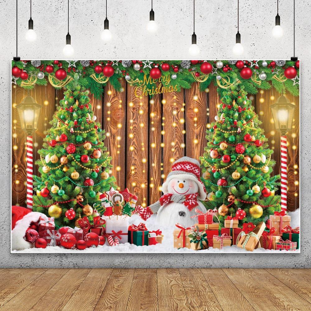 Christmas Snow Barn Door Family Party Holiday Birthday Party Photography Background Hanging Cloth