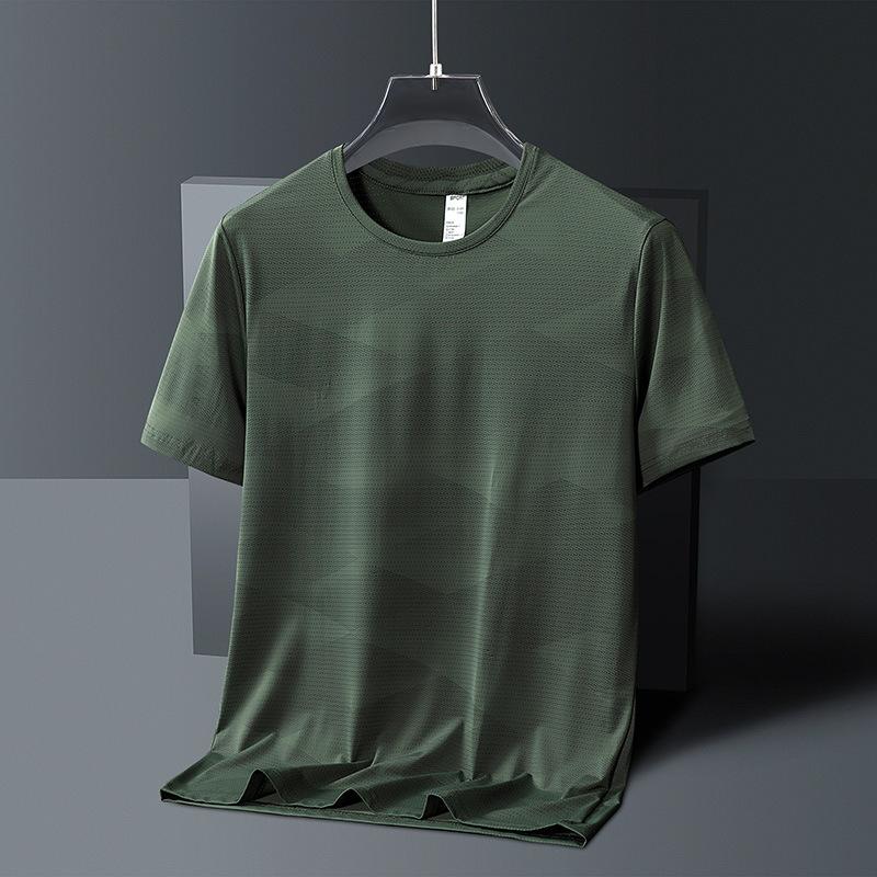 Ice Silk Round Neck T-shirt Medium Fashion Casual Cool Short-sleeved T-shirt For Men