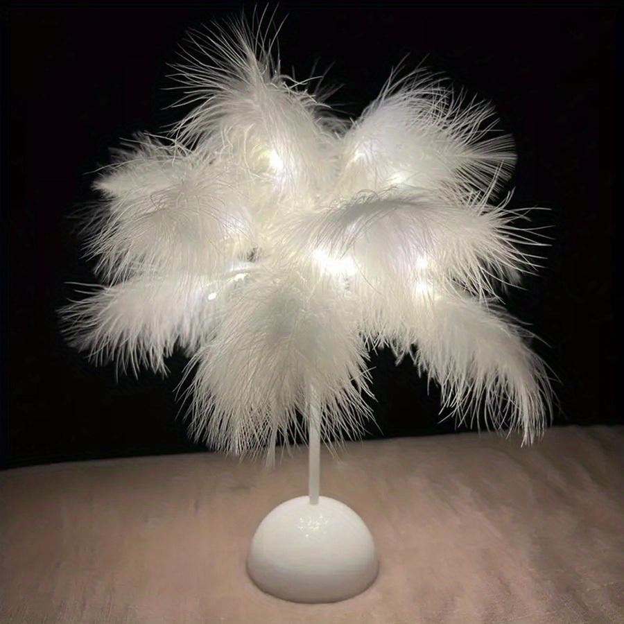 LED Warm Small Table Lamp Nordic Romantic Feather Table Lamp Wedding Room Girl Bedroom Decor Bedside Night Lights Reading Lights
