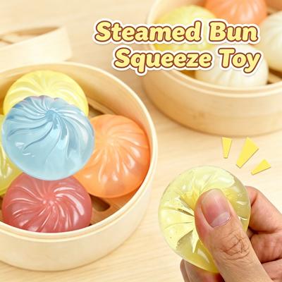 5Pcs Mini Dumpling Squeeze Toy Set with Steamer Soft Squeezable Food Shaped Fidget Toy Portable Sensory Decompression Toy