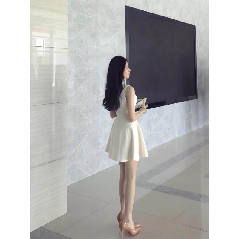 Women's Spring Summer Cream White Sleeveless Round Neck A-Line Mini Dress Elegant Casual Versatile Vacation Office Short Dress for Women