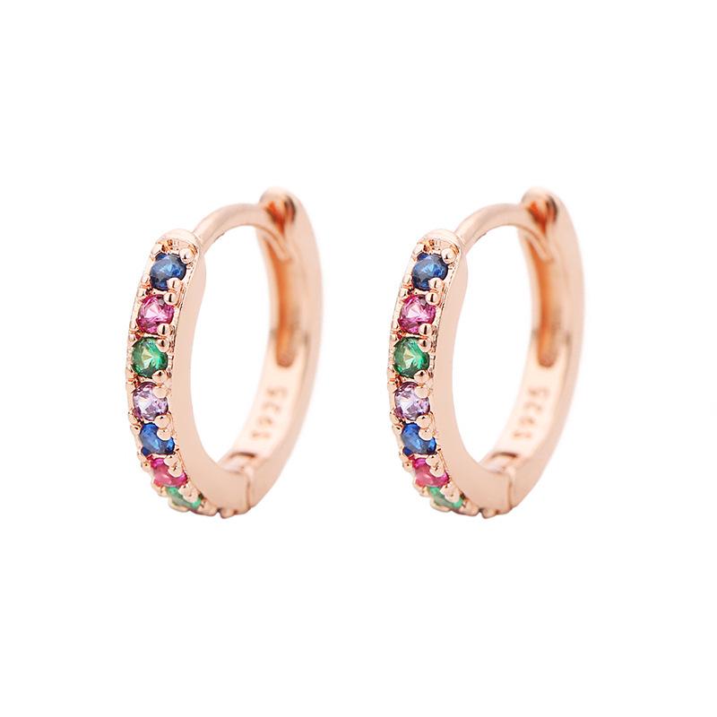 Mini Diamond-Studded Rose Gold Ear Cuff Hoop Earrings, Available In 5-9mm Sizes
