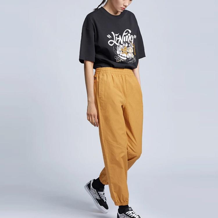 Men's Li-Ning Skateboard T-Shirts Men's Black Crew Neck Moderate Straight Fit