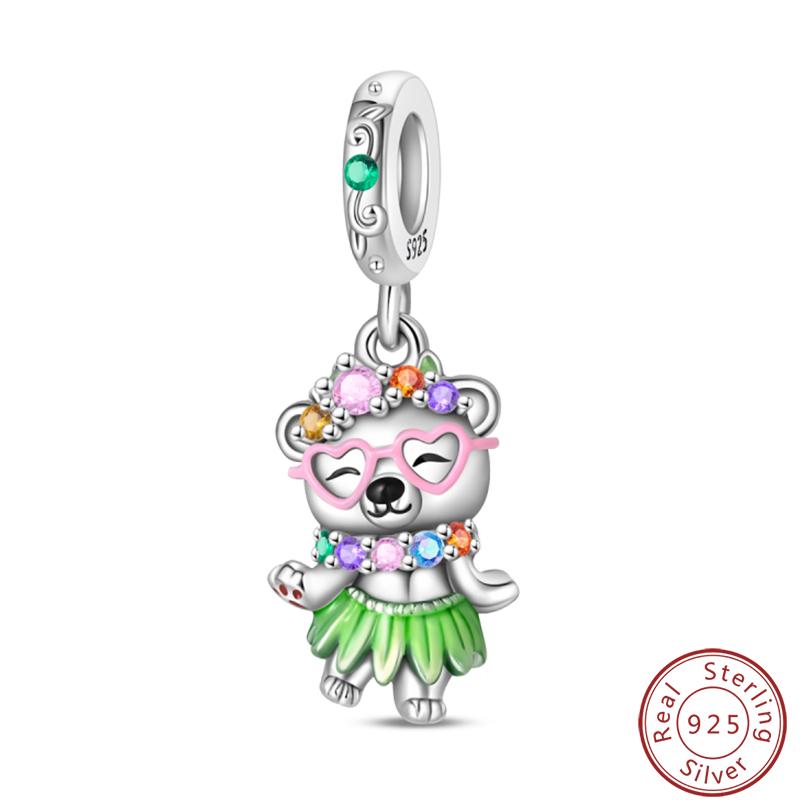 Süßes Kupfer Zirkuskleid Blumen Plüsch Junggesellenhut Bärenanhänger Perlen 3mm DIY Schmuck