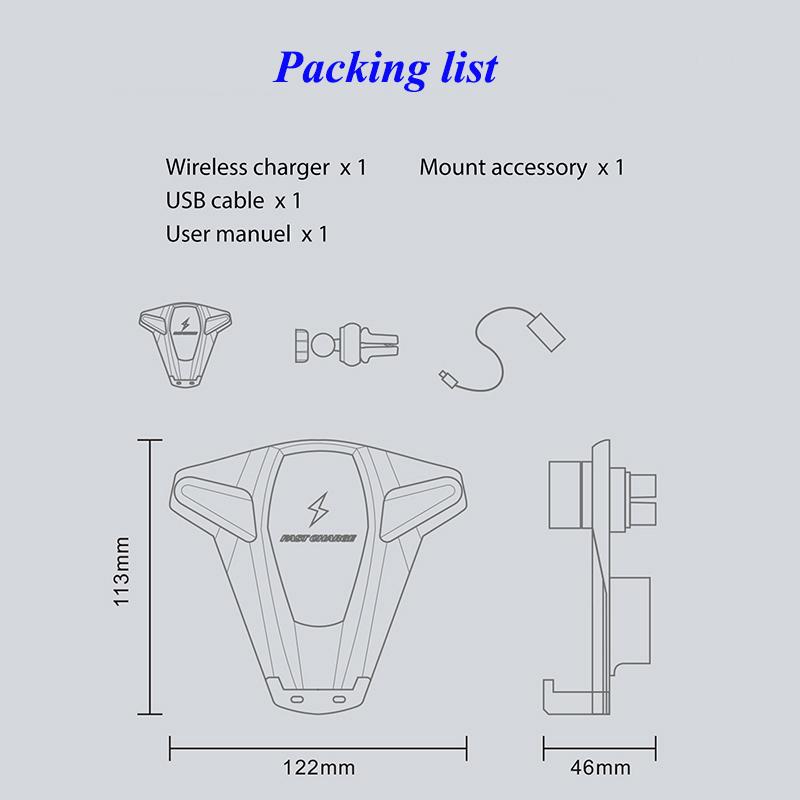Автомобильное крепление с беспроводной зарядкой Qi для Huawei Mate20pro Iphone Xs Max — фото 8
