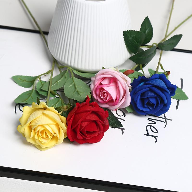 Sevgililer Günü veya Qixi Festivali, Düğün Dekorasyonu, Gül Çiçek Duvarı veya Etkinlik Dekorasyonu İçin Tek Kadife İnci Gül Yapay Çiçek.