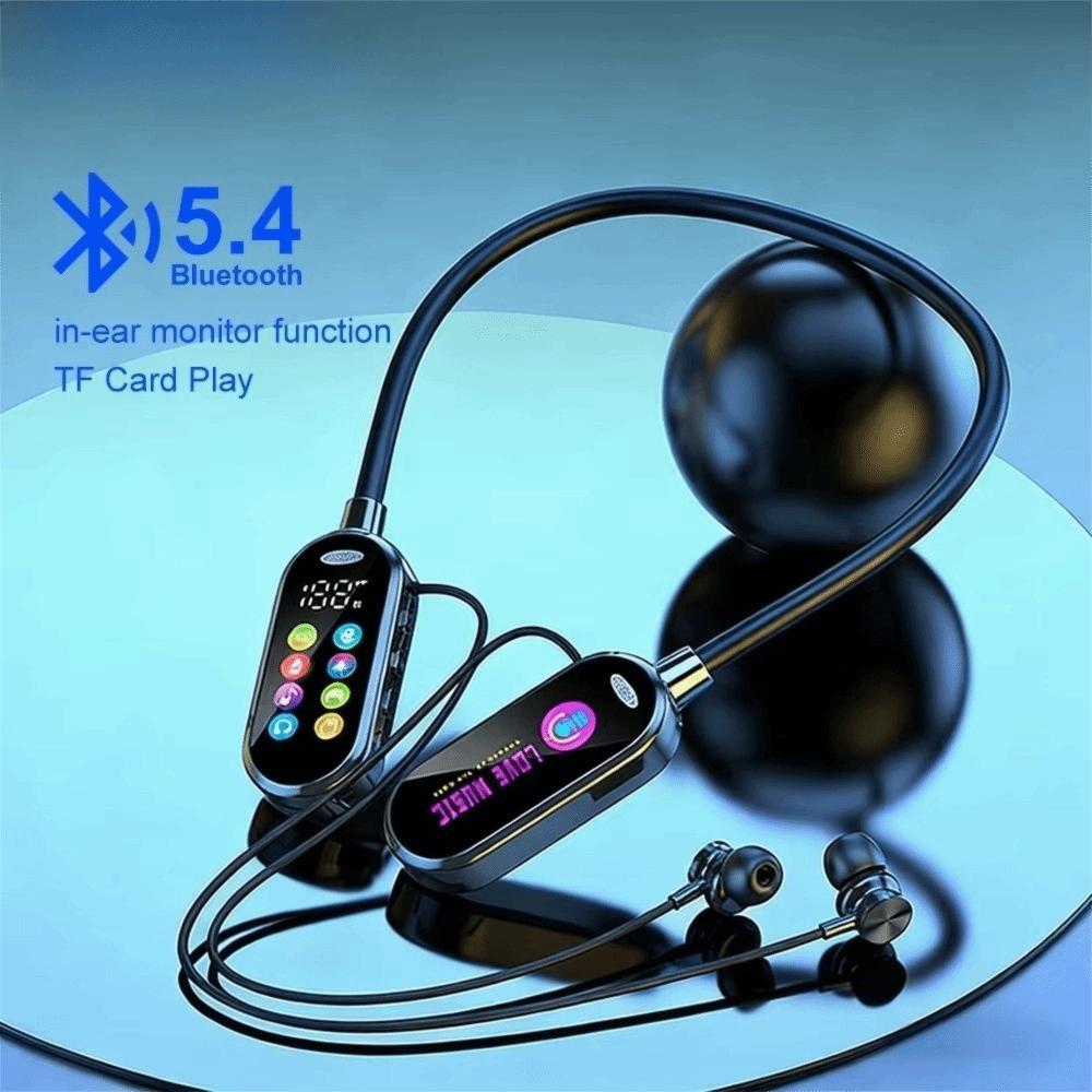 LED Display Neckband Headsets HiFi Sound Noise Reduction Earbuds Bluetooth Earphones Office