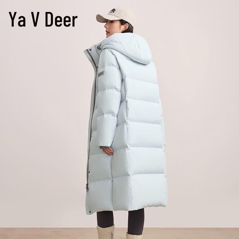 Yaloo Damen Lange Daunenjacke mit Kapuze